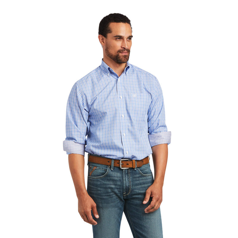 Ariat Hemden Herren - Wrinkle Free Noah Fitted Blau ( KXRGB-1637 )